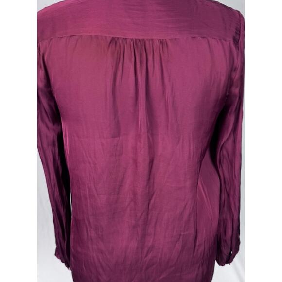 Re-Imagined J. Crew XS Rust Red Satin Button Front Long Sleeve Top Blouse - Picture 6 of 9